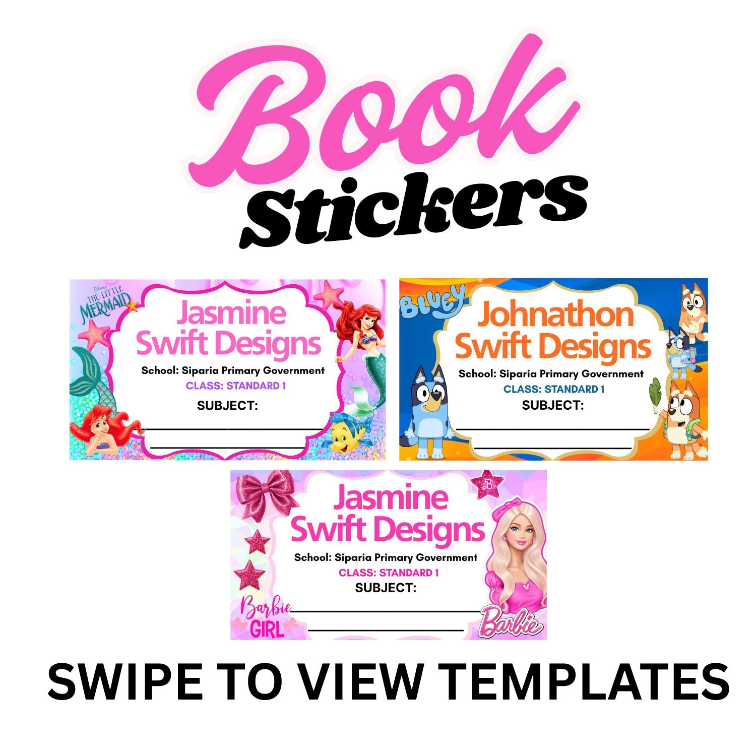Customized Books Labels – Swift Designs TT