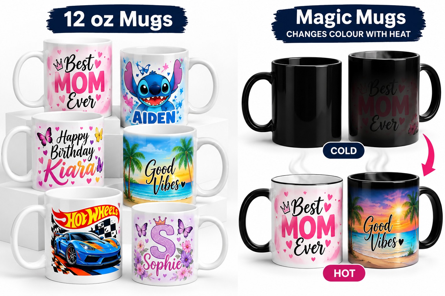 Custom ceramic mugs and Magic Mugs