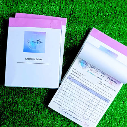 Branded cash bill books created by Swift Designs TT